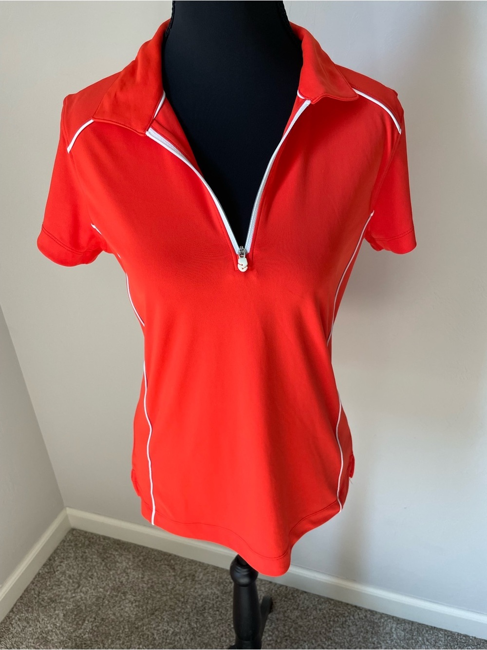 Slazenger Women’s Orange Short Sleeve Zip Polo